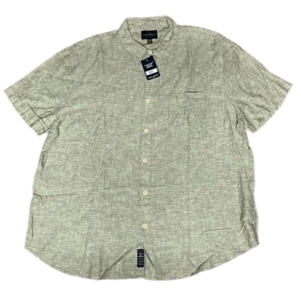 NWT Linen blend Lucky Brand short sleeve button down - XL heathered light green